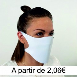 Masque de protection en tissus polyester sans élastique blanc